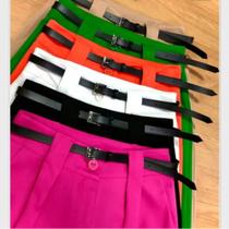 Calça de tecido neon laranja