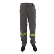 Calça de Trabalho em Brim 100% Algodão Com Faixa Refletiva Uniforme