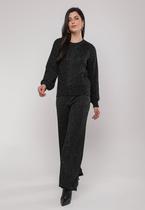 Calça De Tricot Em Fio Botonê Wide Leg Preto Salvatore Calça De Tricot Em Fio Botonê Wide Leg Preto Salvatore