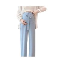Calça De Verão plus Size Para Gestantes, Perna Larga, Seda Gelada, Solta, Plissada, Fina, Para Uso Calça De Verão plus Size Para Gestantes, Perna Larga, Seda Gelada, Solta, Plissada, Fina, Para Uso