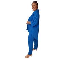 Calça de viscose reta com passa cinto - Magali