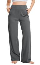 Calça de Yoga Talovee Pantalona Cintura Alta com Bolsos Cinza G Calça de Yoga Talovee Pantalona Cintura Alta com Bolsos Cinza G
