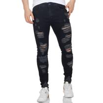 Calça Destroyed Masculina Skinny Black Zune Jeans