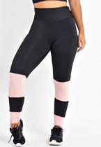 Calça Detalhe Rosê Legging Fintess Preta