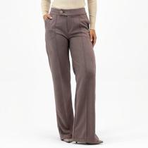 Calça Ditaly Wide Leg em Suede Feminina Calça Ditaly Wide Leg em Suede Feminina