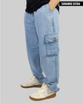 Calça DR7 Street Cargo Jeans (Tamanho Extra) - Azul Claro