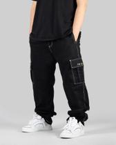 Calça DR7 Street Cargo Logo Hidrante White Line - Preta