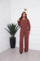 Calça E Blusa Conjunto Feminino Malha Premium