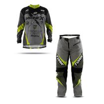 Calça e Camisa Motocross Insane X Cinza e Amarelo (Tamanhos) Cam. M - Cal. 46