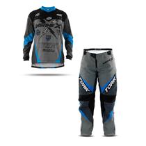 Calça e Camisa Motocross Insane X Cinza e Azul (Tamanhos) Cam. G - Cal. 44