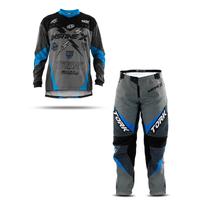 Calça e Camisa Motocross Insane X Cinza e Azul (Tamanhos) Cam. M - Cal. 44
