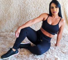 Calça e Top Modelador Rapha Fitness Longo Zero Transparência Cos Largo Chapa Barriga afina cintura