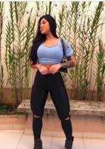 CALÇA EM CIRRê JOELHO ABERTO PRETA