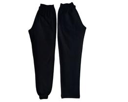 Calça em Moletom flanelado barra com punho ou barra Reta Unissex com Elástico e Cordão Ajustável