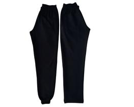 Calça em Moletom flanelado barra com punhos ou barra Reta Unissex com Elástico e cordão de ajuste Calça em Moletom flanelado barra com punhos ou barra Reta Unissex com Elástico e cordão de ajuste