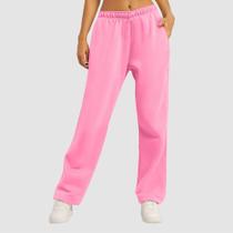 Calça em moletom flanelado cor rosa feminino com barra reta tecido de alta qualidade Calça em moletom flanelado cor rosa feminino com barra reta tecido de alta qualidade