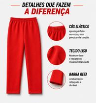 Calça em moletom flanelado Vermelha sem bolsos e sem cordão com barra reta padrão CDP