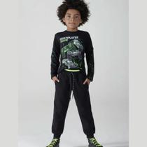 Calça Em Moletom Peluciado Com Detalhe no Cós em Neon Preto - Biogás