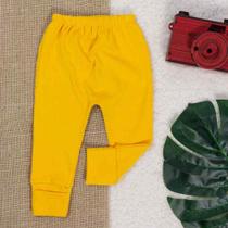 Calça Em Suedine para Bebê Com Pé Reversível Amarelo Canário Calça Em Suedine para Bebê Com Pé Reversível Amarelo Canário