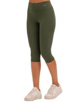 Calça Emana Legging Capri Corsário Verde Alcaparra Militar Lisa Chique Elegante Confortável Compressão - True