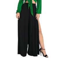 Calça Envelope Feminina Fendas Laterais Cós Alta