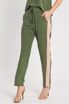 Calça Esportiva com Faixas Laterais Verde M