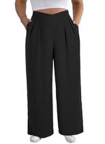 Calça Eytino Plus Size Pantalona Preta com Bolsos Calça Eytino Plus Size Pantalona Preta com Bolsos