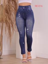 Calça fake jeans feminina