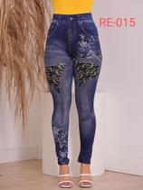 Calça fake jeans feminina