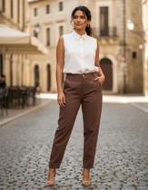 Calça Fem. Jeans Ballon Nettuno Caution - Marrom