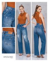 Calça fem jeans wide leg klk
