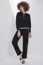 Calça fem jogger média detalhe zíper