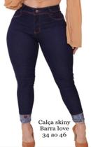 calça fem skyni jeans plus size com elastano e trad com barra estampada tamanho 48, 50 e 52 calça fem skyni jeans plus size com elastano e trad com barra estampada tamanho 48, 50 e 52