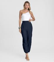 Calça Feminina Aladim em Tecido Viscose Dianna Azul Calça Feminina Aladim em Tecido Viscose Dianna Azul