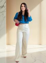 Calca Feminina Alfaiataria Calça Wide Leg Pantalona Social