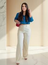 Calca Feminina Alfaiataria Calça Wide Leg Pantalona Social