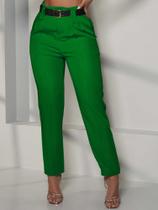 Calça feminina alfaiataria com cinto alto b 80403