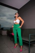 Calça Feminina Alfaiataria Com Cinto Moda Social - Etezo