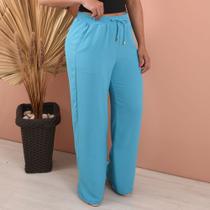 Calça Feminina Alfaiataria Estilo Pantalona Básica Com Bolso