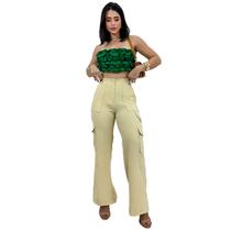 Calça Feminina Alfaiataria Jogger Soltinha Cargo Com Bolsos Calça Feminina Alfaiataria Jogger Soltinha Cargo Com Bolsos