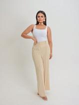 Calça Feminina Alfaiataria Modelo Pantalona Cintura Alta Moda Elegante