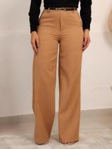 Calça Feminina Alfaiataria Pantalona Com Cinto Elegante