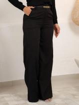 Calça Feminina Alfaiataria Pantalona Com Cinto Elegante Calça Feminina Alfaiataria Pantalona Com Cinto Elegante