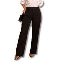 Calça feminina alfaiataria pantalona estilo bolgueira gringa com bolso elegante social