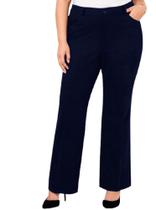 Calça Feminina Alfaiataria Plus Size Com Bolsos e Passantes - Azul Marinho