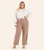 Calça Feminina Alfaiataria Reta Secret Glam Marrom Calça Feminina Alfaiataria Reta Secret Glam Marrom