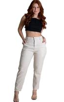 Calça Feminina Alfaiataria Sawary Mom Linho Cintura Alta Original Calça Feminina Alfaiataria Sawary Mom Linho Cintura Alta Original
