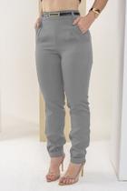 Calça Feminina Alfaiataria Skinny Com Cinto Social Trabalho