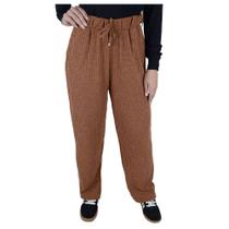 Calça Feminina Averzzy Tricot Wide Leg Marrom Caramelo - 682