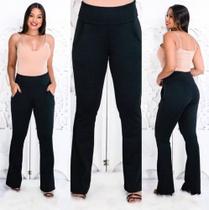 calça Feminina Bailarina / Flare Jacard Tecido Super Macio Bolso Cintura Alta Novidade calça Feminina Bailarina / Flare Jacard Tecido Super Macio Bolso Cintura Alta Novidade